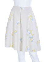 【DUO】 単色FlowerニットフレアSK/イエロー