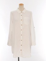 【LuzLlena】無地起毛ツイルシャツワンピース/アイボリー