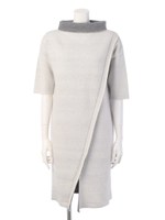 ダブルフェイスニットドレス/ミディアムグレー