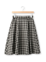 チェック柄サーキュラースカート/ネイビー(293)
