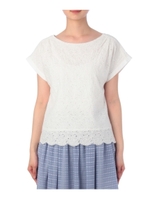 フレンチスリーブレースブラウス/ブルー(192)