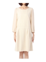 異素材切り替えラメツイードワンピース/ベージュ系(051)