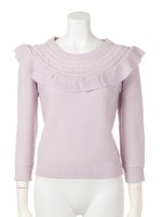 透かし編みフリルニットトップス/ラベンダー