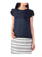 オーガンジーチェックブラウス/ホワイト(001)