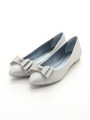 グリッターリボンフラットパンプス/SILVER
