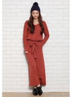 ケーブルニットオールインワン【and GIRL掲載/宮田聡子さんコラボ商品】/レンガ