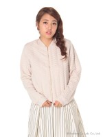 ハートキルティングジップアップブルゾン/Gray Mixture