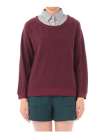 フェイクシャツ衿裏毛プルオ−バ−/レッド系(064)