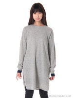 配色ニットワンピース/杢グレー