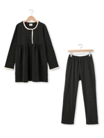 narue(ナルエー) 裏起毛ガーリーモア 無地上下ナイティ/ライトグレー(011)