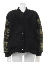 【ANAP】迷彩袖ボアジャケット/BK