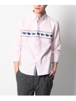 くじらパネルオックスシャツ/ベビーピンク(071)