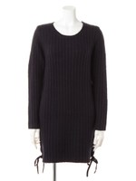 サイドレースアップニットワンピース/ネイビー