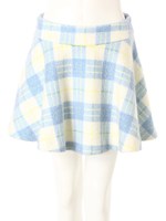 パステルチェックフレアミニスカート/パステルブルー
