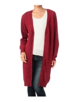 ロングニットカーディガン/レッド系(068)