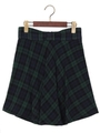 ウエストリボンチェック柄フレア/SK/コン/グリーン