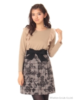 カットドッキングツイードOP/ベージュ