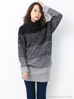 グラデーションオフタートル/ニット/クロ