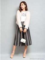 ノーカラービジュージャケット/ベージュ