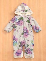 ランタナプリント裏ボア防寒カバーオール/杢グレー