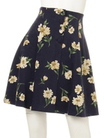 花柄釦付タックスカート/キャメル