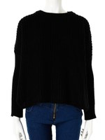 裾カットデザインニット/ブラック