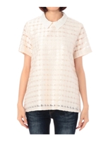 千鳥ボーダーレースシャツ/ホワイト(003)