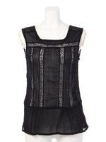 【Lady like】楊柳ノースリレースコンビブラウス/ブラック