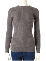 アンゴラ混フィットニットトップス/グレー