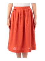 コットンリネン膝下フレアスカート/オレンジ系(067)