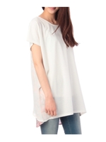 シフォン切り替えバックシャンワンピース/ネイビー(593)