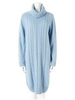 タートルネックケーブル編みニットワンピース/グレー