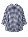 チェック柄コットンシャツ/ネイビー(293)
