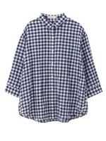 チェック柄コットンシャツ/ネイビー(293)