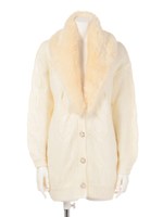 ファーツキケーブルニットCD/オフホワイト