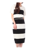 ベルトつきクルーネックニットワンピース/ブラック(319)