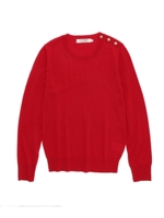 ボタンショルダー薄手ニット/レッド系(062)