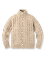 総ケーブル柄カーディガン/ライトグレー(011)