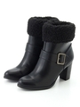BBC フェイクムートンミドルブーツ75/BLACK