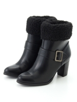 BBC フェイクムートンミドルブーツ75/BLACK