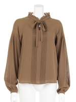 インナーキャミ付キブラウス/茶