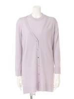 ロングカーデ×ボトルネックニットアンサンブル/ネイビー