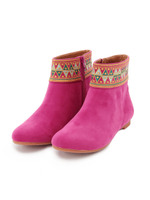 刺繍リボンブーツ/ラズベリーピンク(073)