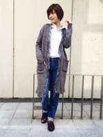 FRINGE CARDIGAN/グレー