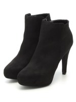 【R&E】インストームヒールショートブーツ/ブラックスエード