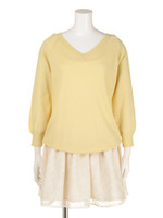 オ−バーニット×キャミワンピSET/イエロー