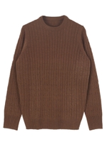 ケーブル編みニットトップス/ブラウン