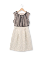 サテンフラワージャカードワンピース/ネイビー(093)