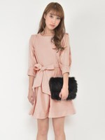 シアーショルダーワンピース/ピンク