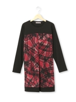 チェック切り替えタックワンピース/サンドベージュ(153)